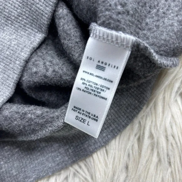 Sol Angeles Women's L Gray Striped Arm Zip Hoodie Athleisure Preppy Sporty - Picture 4 of 6